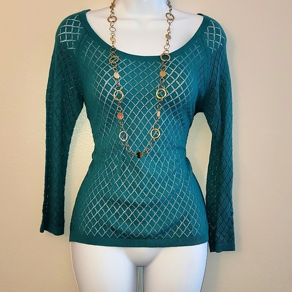 LOFT Sweaters - LOFT Open Knit Teal Sweater Size XS